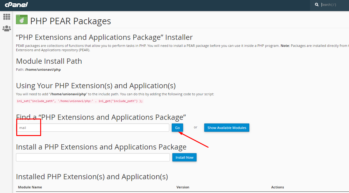 Login to cPanel and install PHP PEAR Packages 